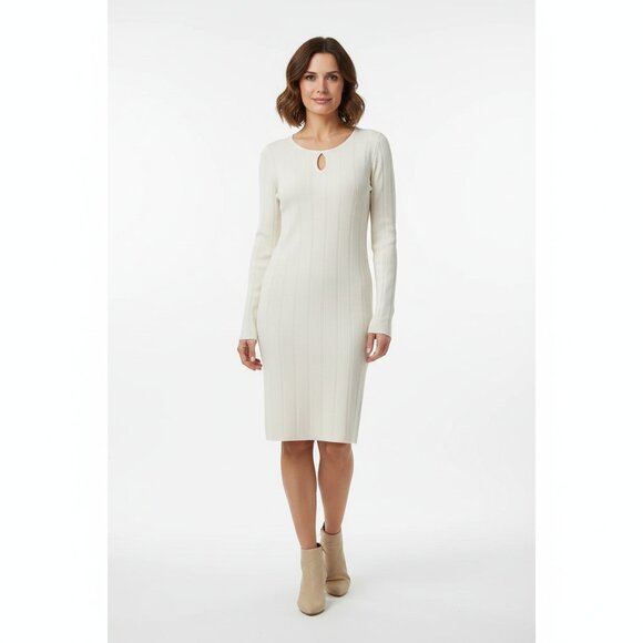 Sincerely Jules Women Cream Sweater Dress - XS - Keyhole Front Detail NWT - Picture 1 of 10